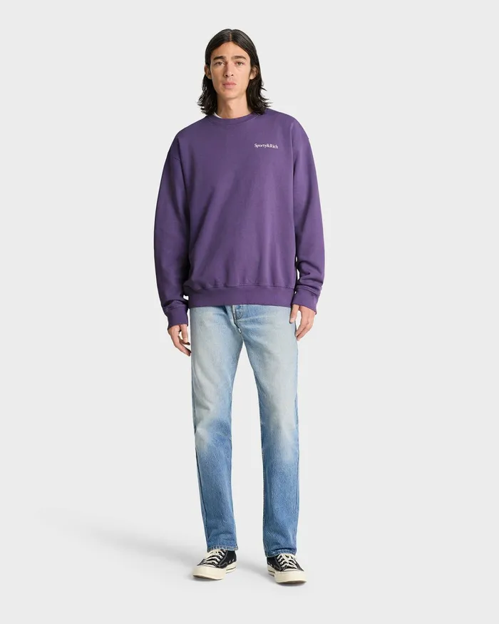 Sweatshirts Men Sporty and Rich Health Is Wealth Crewneck 8211 Dusty GrapeWhite