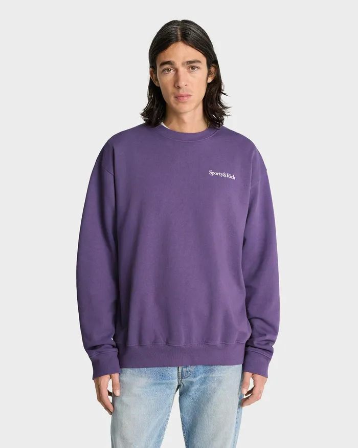 Sweatshirts Men Sporty and Rich Health Is Wealth Crewneck 8211 Dusty GrapeWhite