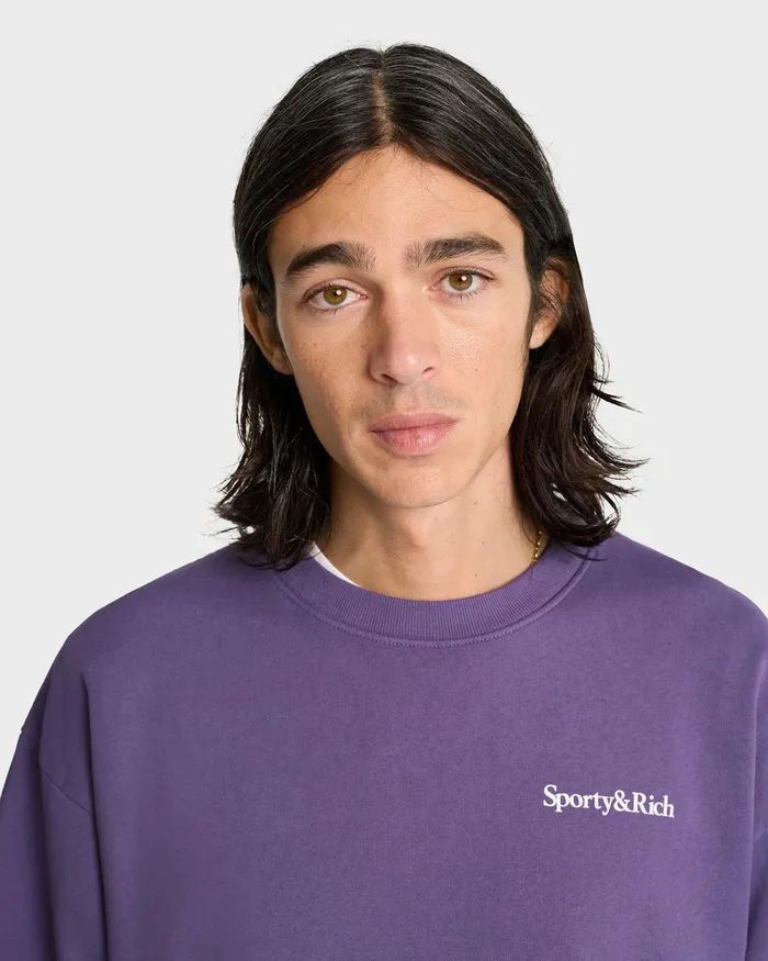Sweatshirts Men Sporty and Rich Health Is Wealth Crewneck 8211 Dusty GrapeWhite