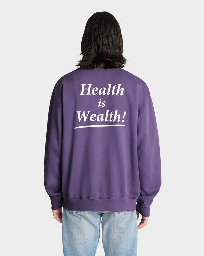Sweatshirts Men Sporty and Rich Health Is Wealth Crewneck 8211 Dusty GrapeWhite