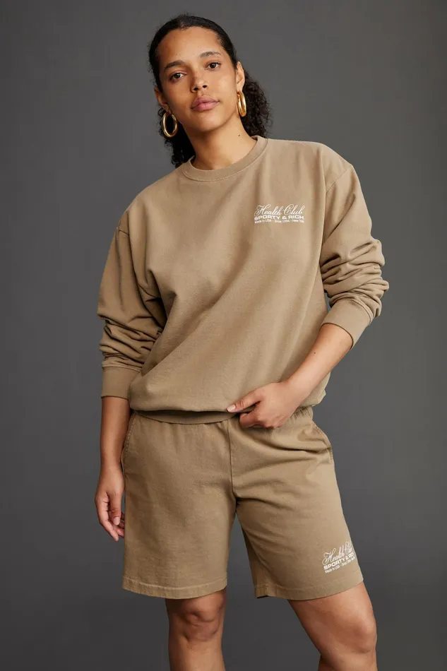 Sweatshirts Men Sporty and Rich Made In USA Crewneck 8211 EspressoWhite