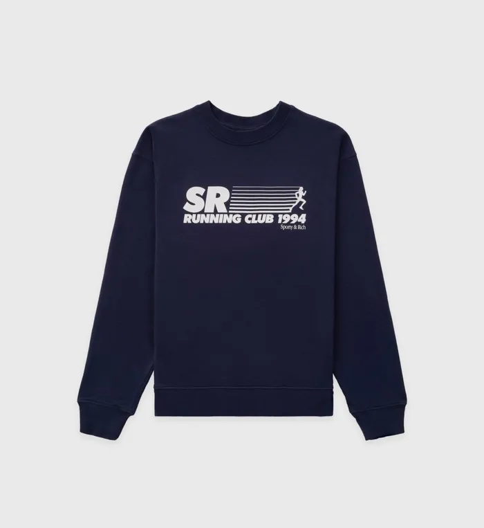 Sweatshirts Men Sporty and Rich SR Running Club Crewneck 8211 Navy