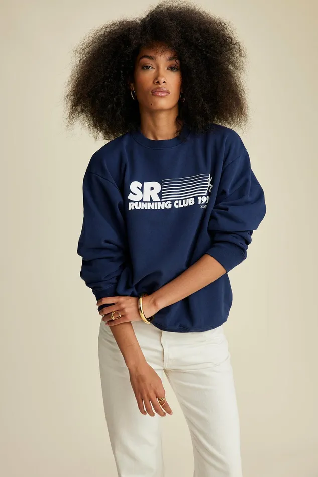 Sweatshirts Men Sporty and Rich SR Running Club Crewneck 8211 Navy