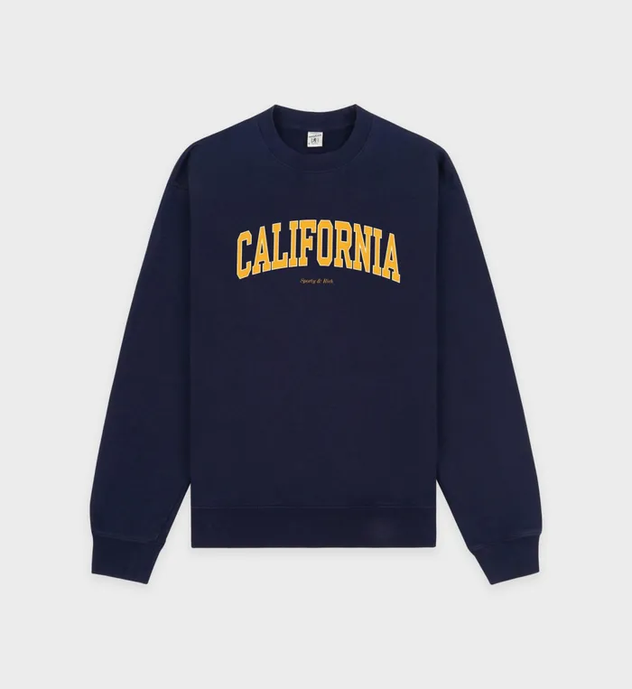 Sweatshirts Women Sporty and Rich California Crewneck 8211 NavyGold