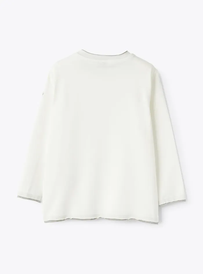 Tshirt And Polo Shirts Boy 216 Il Gufo White Tshirt With Contrast Trims