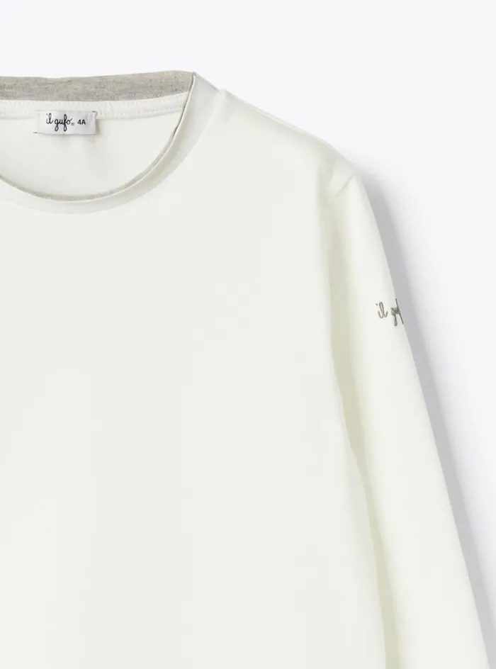 Tshirt And Polo Shirts Boy 216 Il Gufo White Tshirt With Contrast Trims