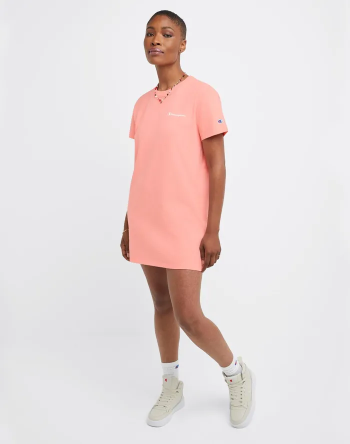 TShirt Dress Script Logo Sugar Peach Heather Women Champion Skorts and Dresses