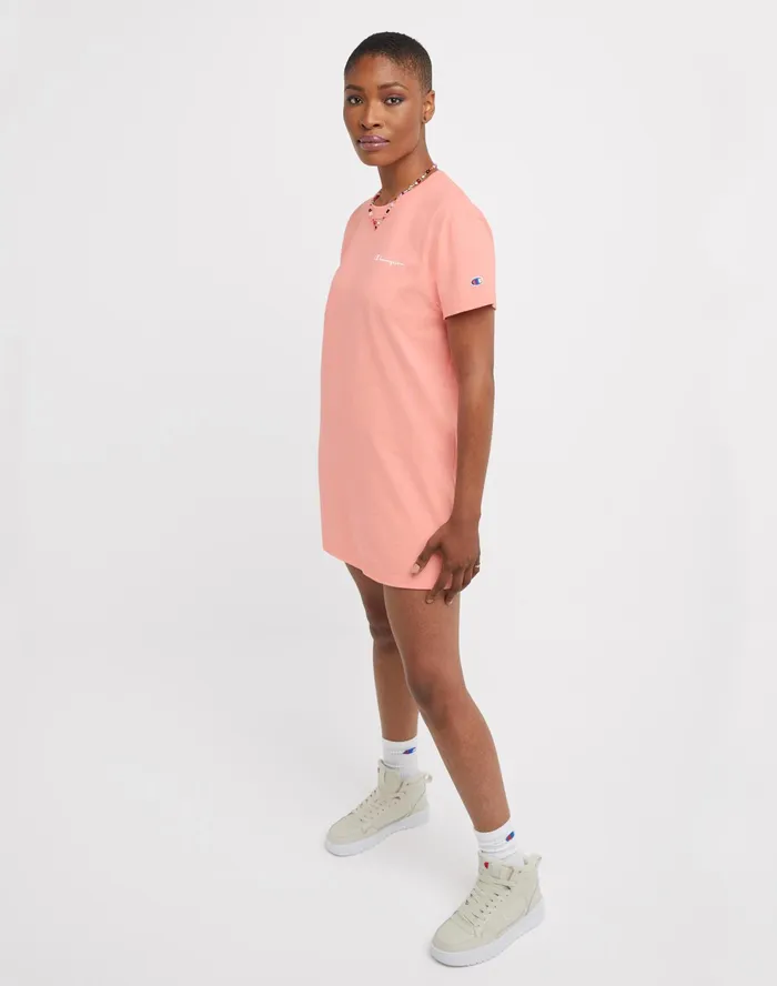 TShirt Dress Script Logo Sugar Peach Heather Women Champion Skorts and Dresses