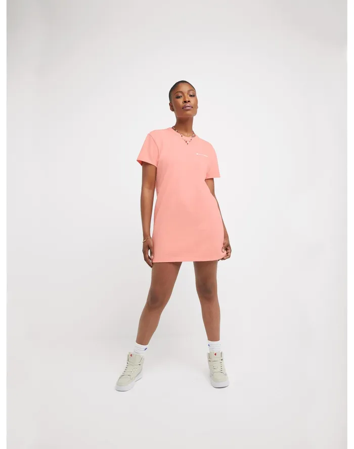 TShirt Dress Script Logo Sugar Peach Heather Women Champion Skorts and Dresses