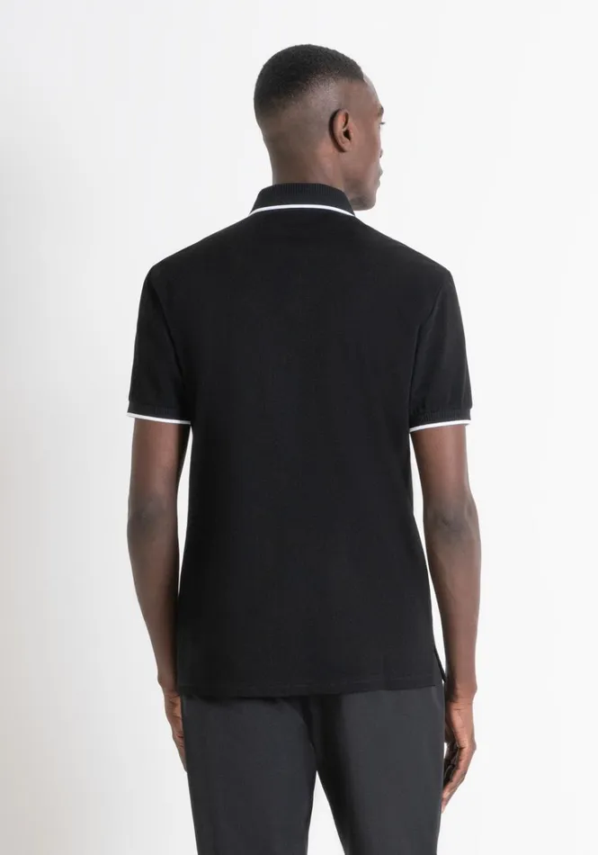 TShirts And Polo Men Antony Morato Regular Fit Polo TShirt In Black Cotton Pique With Logo Black