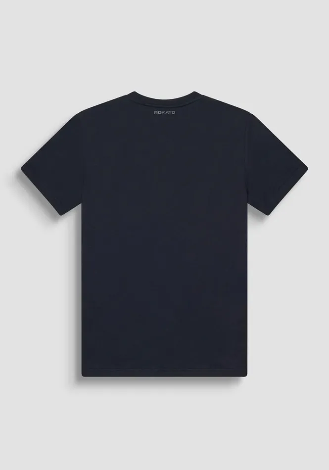 TShirts And Polo Men Antony Morato Regular Fit TShirt In Black Cotton Jersey With Tiger Print Blue Ink