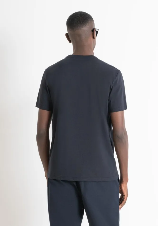 TShirts And Polo Men Antony Morato Regular Fit TShirt In Blue Cotton Jersey With Logo Blue Ink