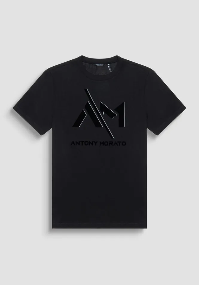 TShirts And Polo Men Antony Morato Regular Fit TShirt In Cotton Jersey With Printed Logo Black