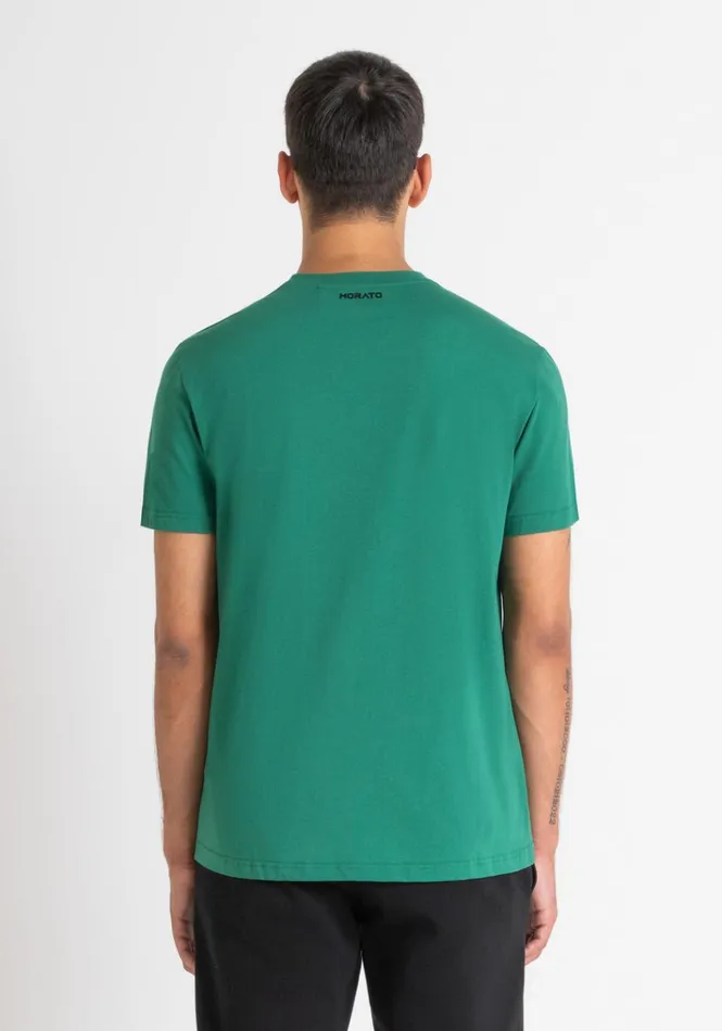 TShirts And Polo Men Antony Morato Regular Fit TShirt In Green Cotton Jersey With Panther Print Flag Green