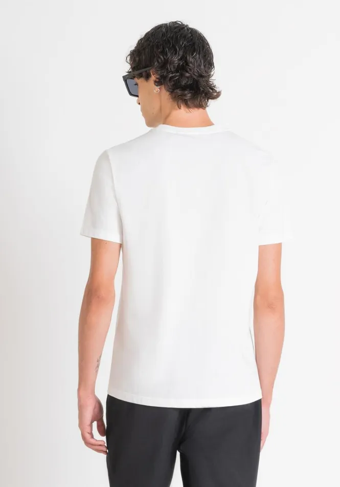 TShirts And Polo Men Antony Morato Regular Fit TShirt In White Cotton Jersey With Street Print Cream