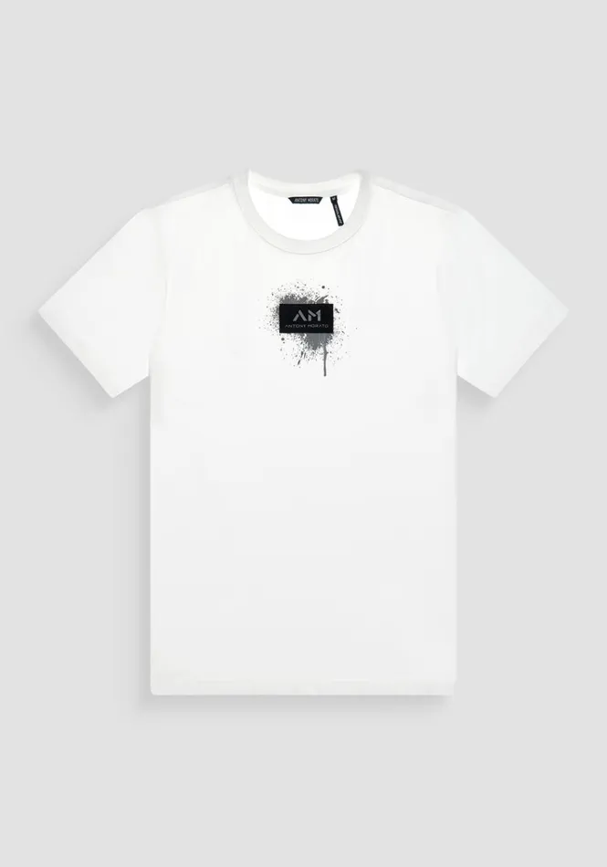 TShirts And Polo Men Antony Morato Regular Fit TShirt In White Cotton Jersey With Street Print Cream