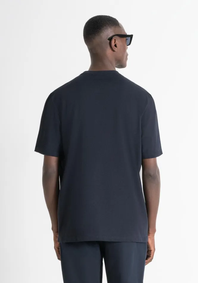 TShirts And Polo Men Antony Morato Relaxed Fit TShirt In Structured Jersey Cotton Blue Ink