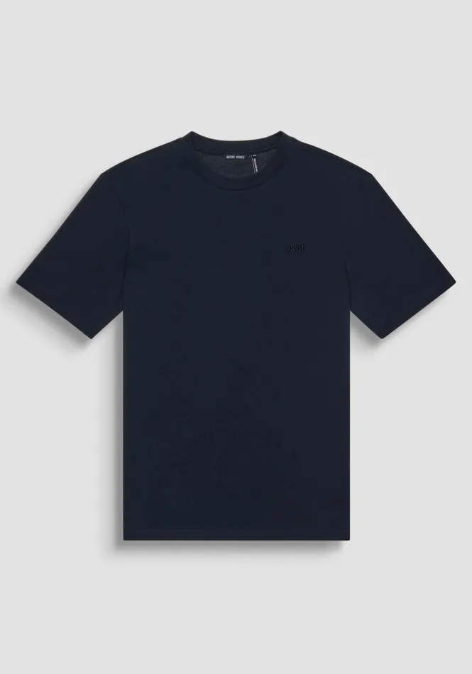 TShirts And Polo Men Antony Morato Relaxed Fit TShirt In Structured Jersey Cotton Blue Ink