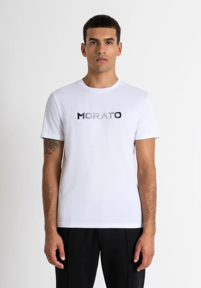 TShirts And Polo Men Antony Morato Slim Fit TShirt In White Cotton Jersey With Gradient Print White TShirts And Polo Men Antony Morato Slim Fit TShirt In White Cotton Jersey With Gradient Print White