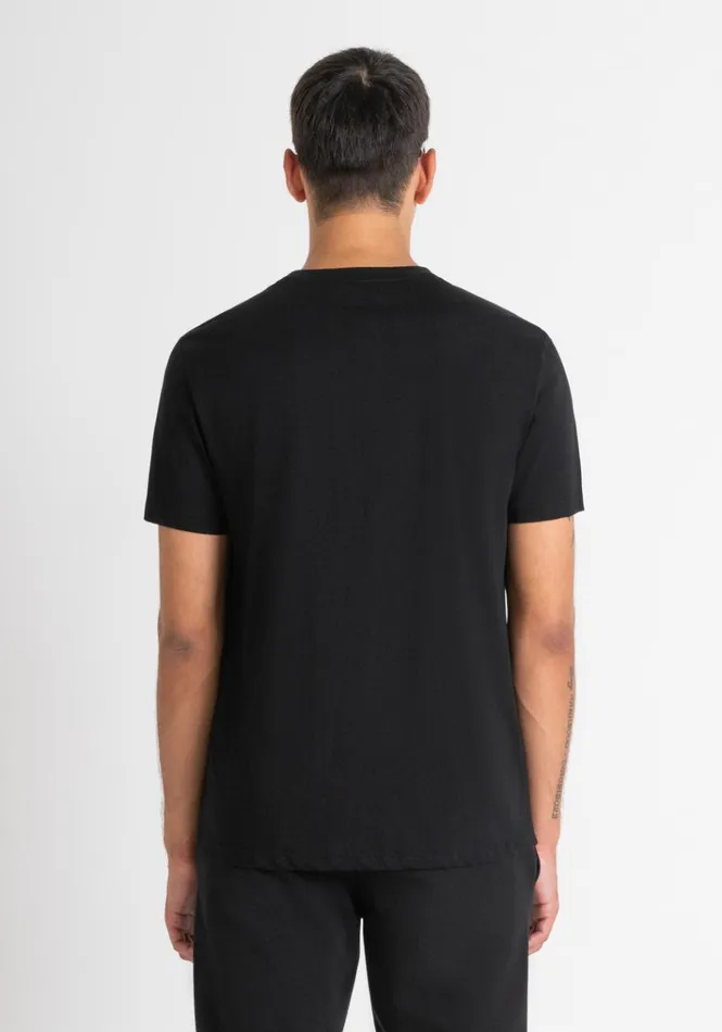 TShirts And Polo Men Antony Morato Slim Fit TShirt In White Cotton Jersey With Street Logo Black