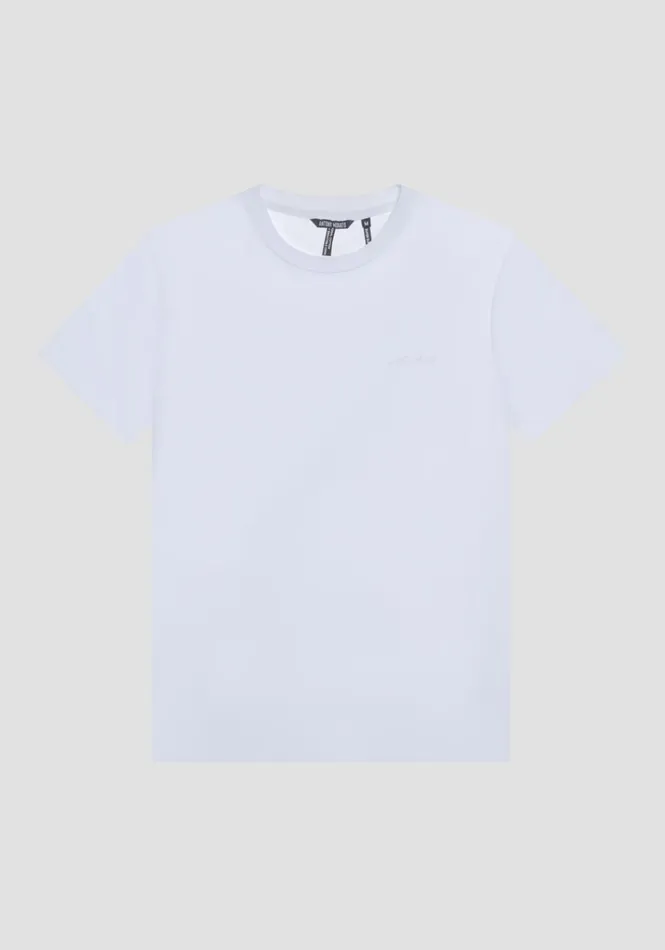 TShirts And Polo Men Antony Morato Super Slim Fit TShirt In Stretch Cotton With Logo Print White