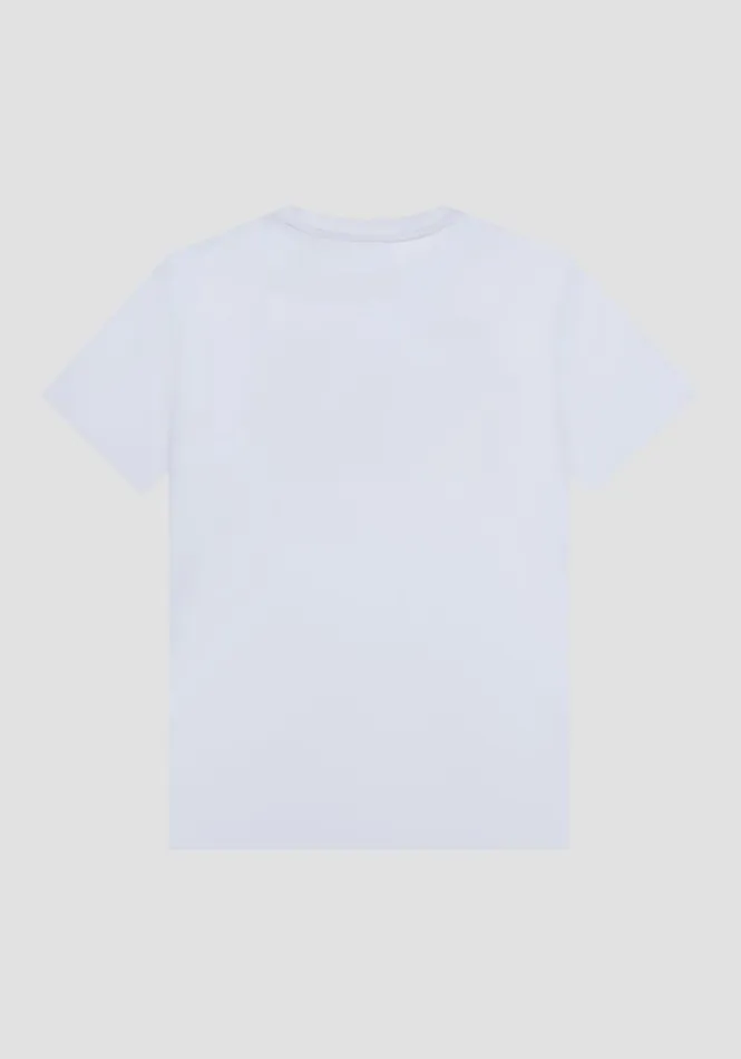 TShirts And Polo Men Antony Morato Super Slim Fit TShirt In Stretch Cotton With Logo Print White