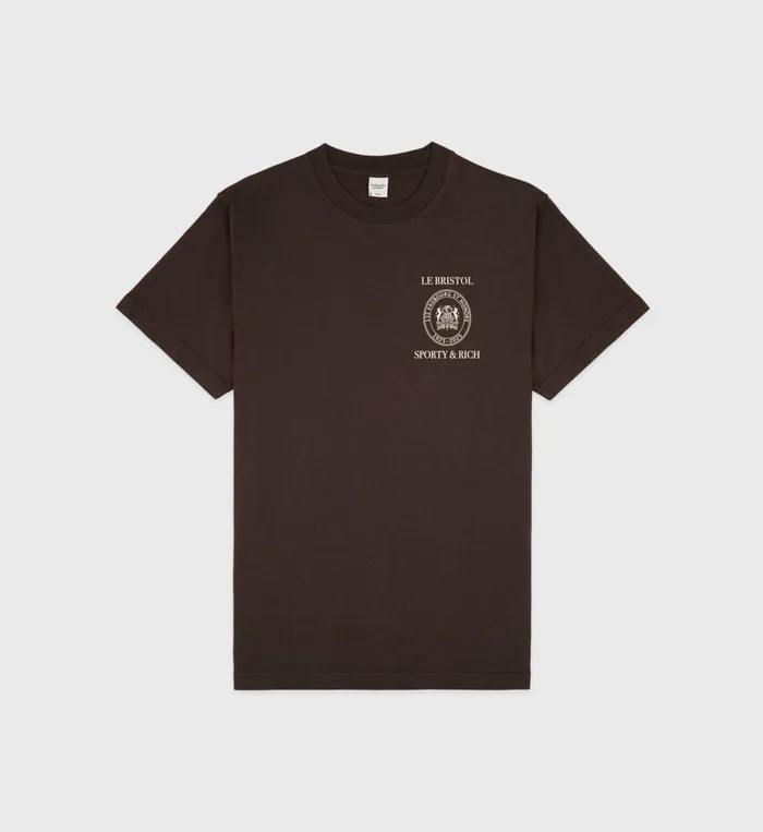 TShirts Men Sporty and Rich Crest Seal 100th T Shirt 8211 ChocolateCream