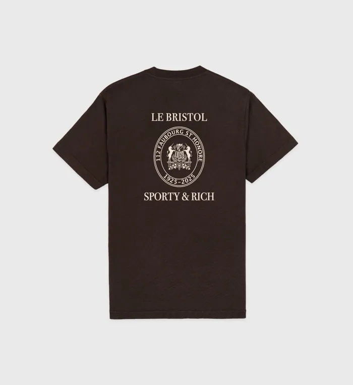TShirts Men Sporty and Rich Crest Seal 100th T Shirt 8211 ChocolateCream