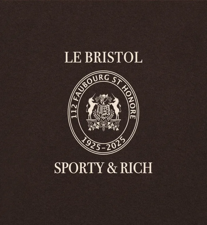 TShirts Men Sporty and Rich Crest Seal 100th T Shirt 8211 ChocolateCream