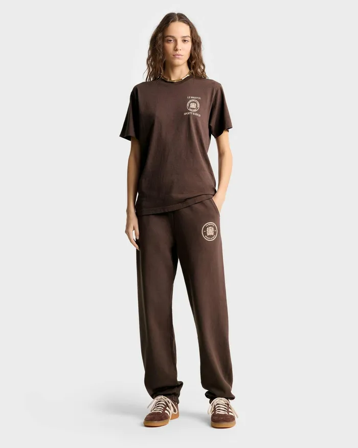 TShirts Men Sporty and Rich Crest Seal 100th T Shirt 8211 ChocolateCream