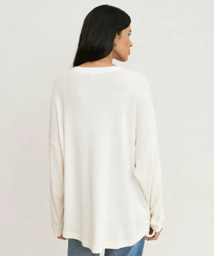 Tees and Tanks Women Jenni Kayne Boyfriend LongSleeve Tee Ivory