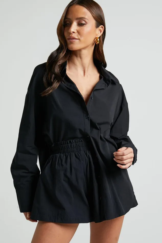 Terah Shirt 8211 Button Up Shirt In Black Women Showpo Conscious