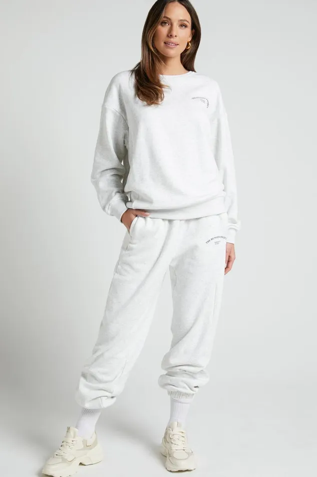 The Hunger Project X Showpo 8211 THP Crew Neck Sweatshirt In White Marle Women Showpo Activewear