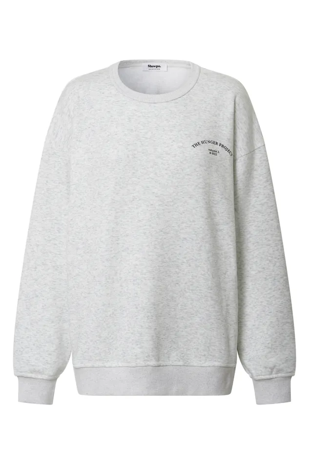 The Hunger Project X Showpo 8211 THP Crew Neck Sweatshirt In White Marle Women Showpo Activewear