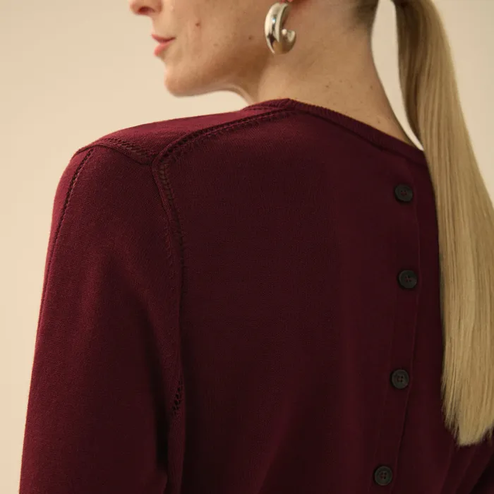 The Larissa Pointelle Sweater 8211 Cotton Silk Knit Syrah Sweaters M M LaFleur Women
