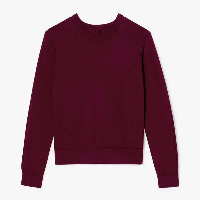 The Larissa Pointelle Sweater 8211 Cotton Silk Knit Syrah Sweaters M M LaFleur Women