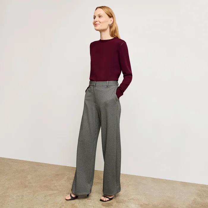 The Larissa Pointelle Sweater 8211 Cotton Silk Knit Syrah Sweaters M M LaFleur Women