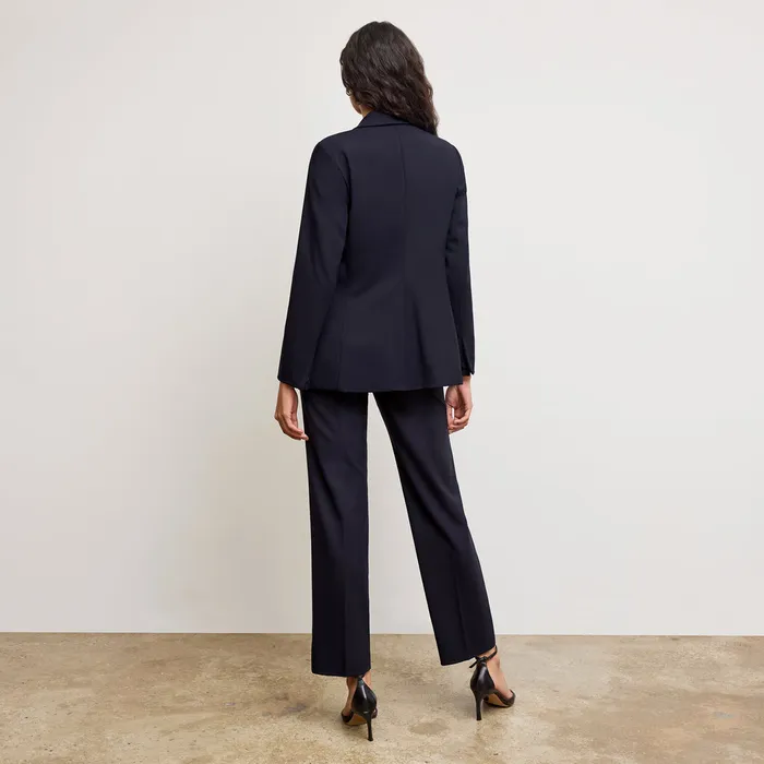 The Smith Straight Trouser 8211 Washable Wool Twill Dark Navy Women Suiting M M LaFleur