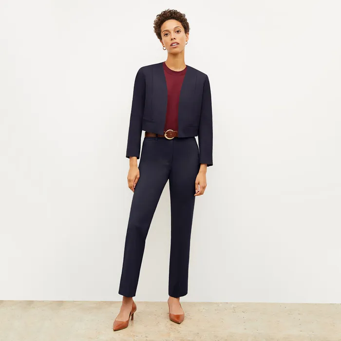 The Smith Straight Trouser 8211 Washable Wool Twill Dark Navy Women Suiting M M LaFleur