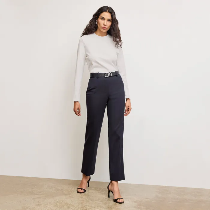 The Smith Straight Trouser 8211 Washable Wool Twill Dark Navy Women Suiting M M LaFleur