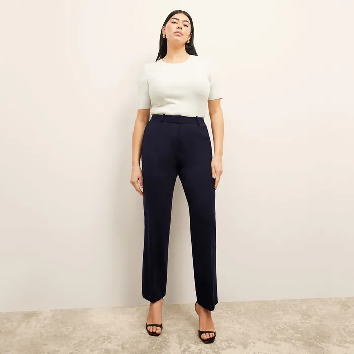 The Smith Straight Trouser 8211 Washable Wool Twill Dark Navy Women Suiting M M LaFleur