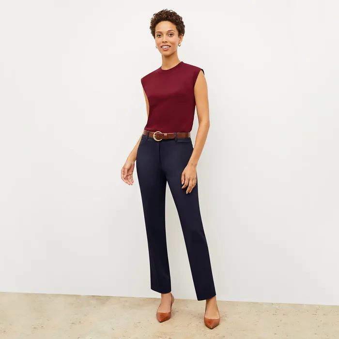 The Smith Straight Trouser 8211 Washable Wool Twill Dark Navy Women Suiting M M LaFleur