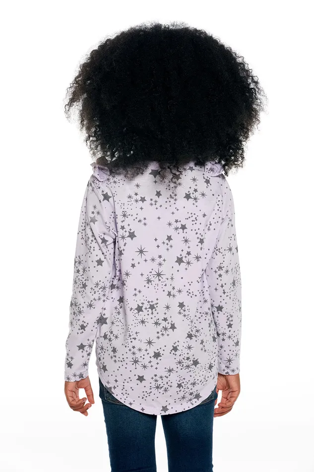 Tops Chaser Brand Girls rPET Vintage Jersey Bow Shoulder Long Sleeve Shirttail Tee Tops Chaser Brand Girls rPET Vintage Jersey Bow Shoulder Long Sleeve Shirttail Tee