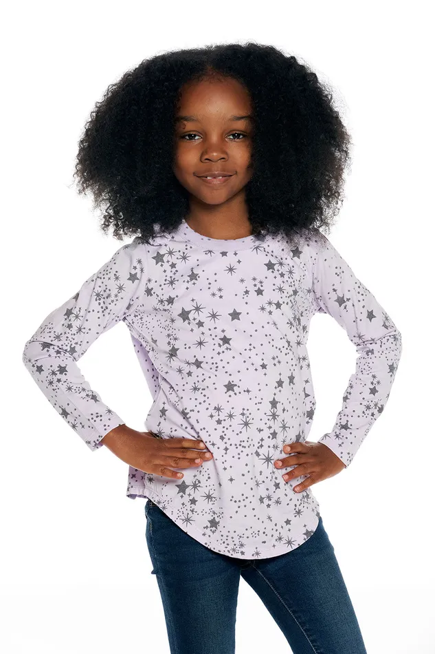 Tops Chaser Brand Girls rPET Vintage Jersey Bow Shoulder Long Sleeve Shirttail Tee Tops Chaser Brand Girls rPET Vintage Jersey Bow Shoulder Long Sleeve Shirttail Tee