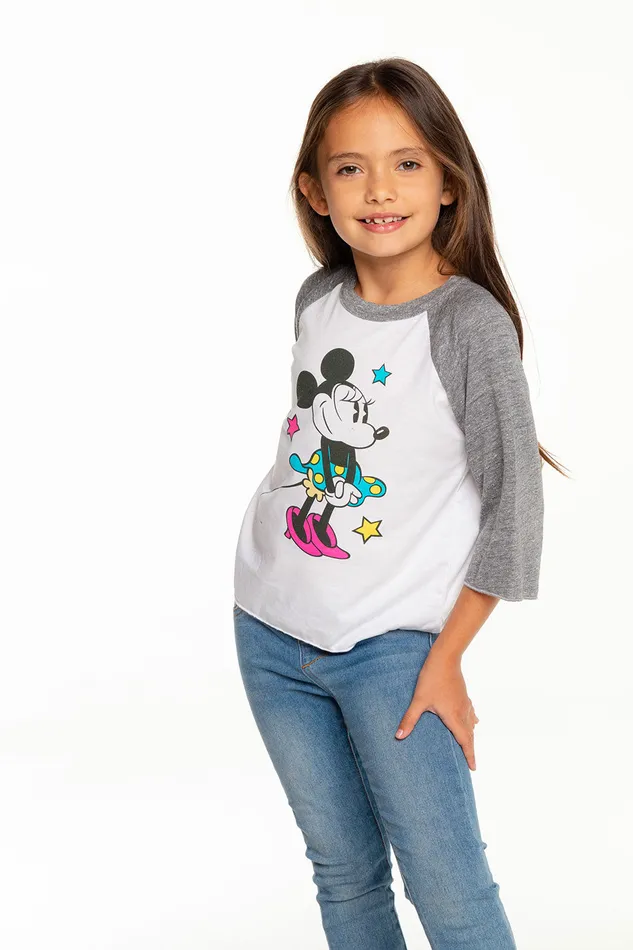 Tops Disneys Minnie Mouse Classic Minnie Baseball Tee Chaser Brand Girls