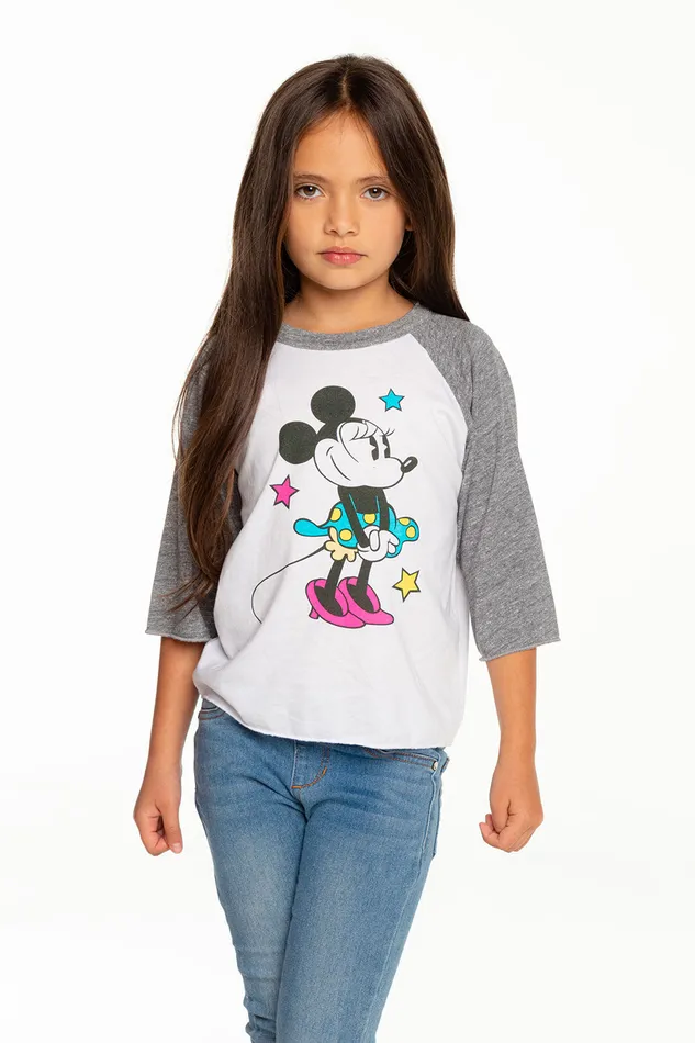 Tops Disneys Minnie Mouse Classic Minnie Baseball Tee Chaser Brand Girls