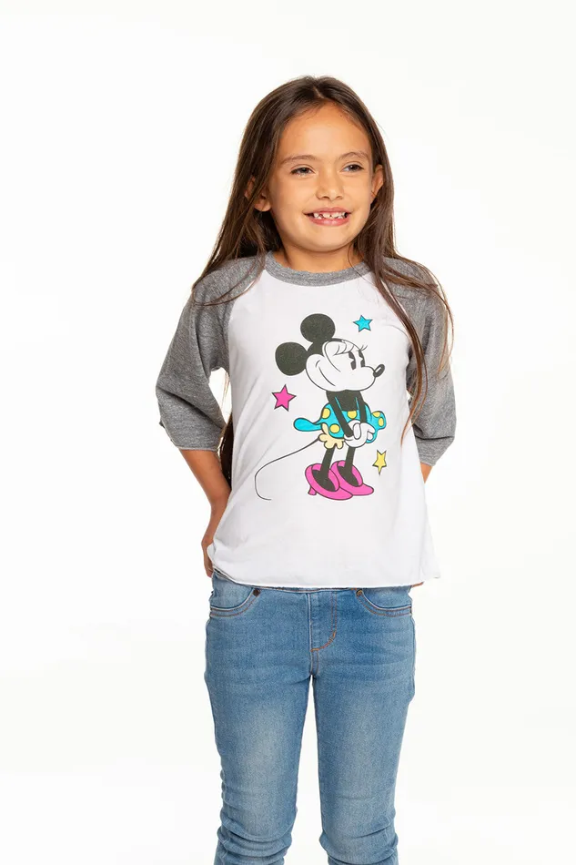 Tops Disneys Minnie Mouse Classic Minnie Baseball Tee Chaser Brand Girls