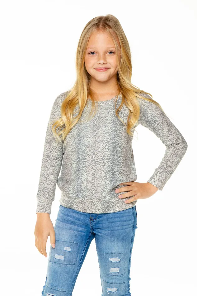 Tops Girls Chaser Brand Love Knit Long Sleeve Scoop Back Pullover