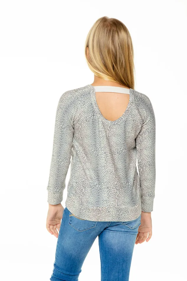 Tops Girls Chaser Brand Love Knit Long Sleeve Scoop Back Pullover