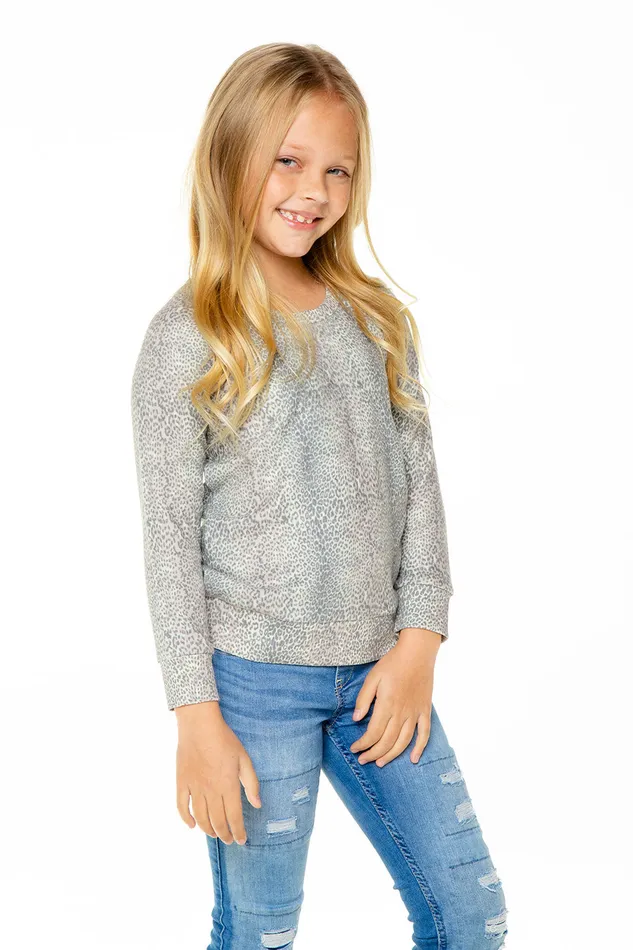 Tops Girls Chaser Brand Love Knit Long Sleeve Scoop Back Pullover